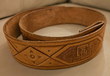 Vintage Hand Tooled Leather Southwestern Leather Belt 2" Width Size 39"