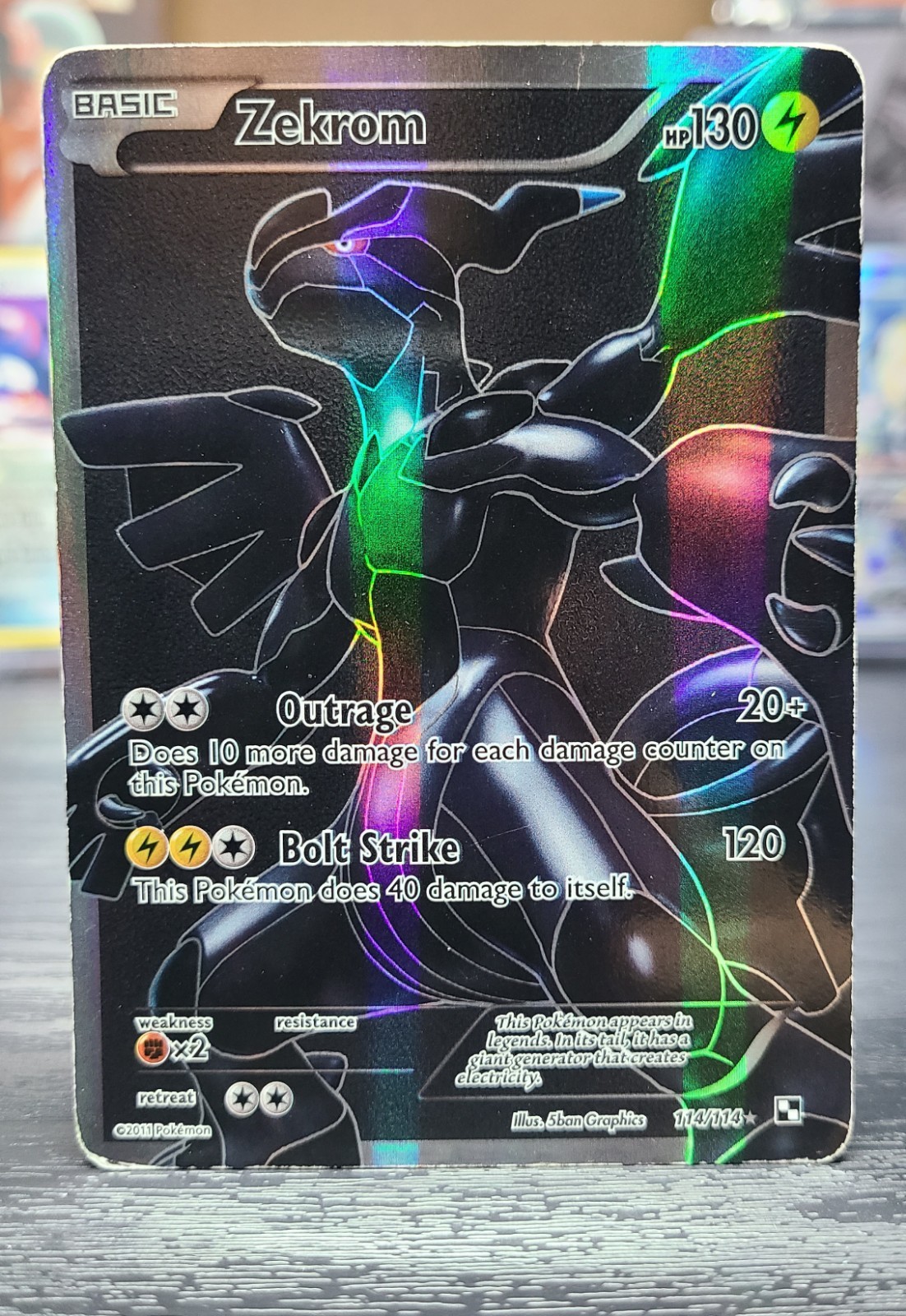 Pokémon TCG Zekrom 114/114 Black & White Base Set Full Art Holo 