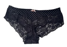 Victoria's Secret Black Lace Polka Dot Hip Hugger Panties Women's Size Large NWT