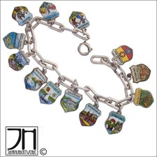 Altes Bettel Armband 835 FBM Silber Wappen Anhänger Emaille enamel charms
