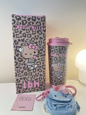 RAR Sanrio Hello Kitty TBH Travel Mug mit Deckel & Strohhalm Rosa Leopardenmuster 500ml