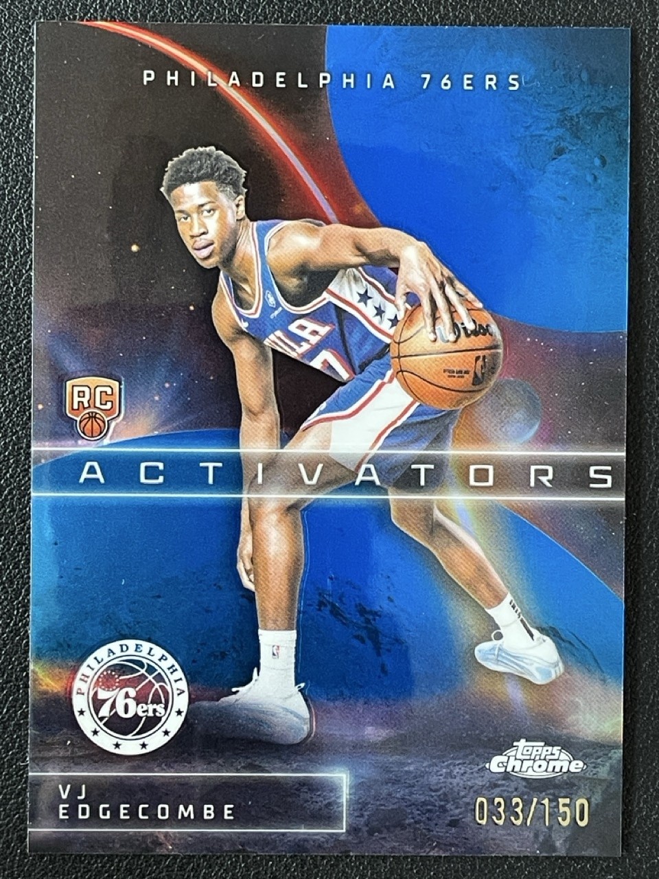 VJ Edgecombe 2025-26 Topps Chrome Activators Blue Refractor RC /150 #AC-13