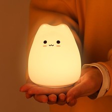 Adorable Cat Night Light - Cordless Silicone Lamp for Kids' Bedtime Comfort