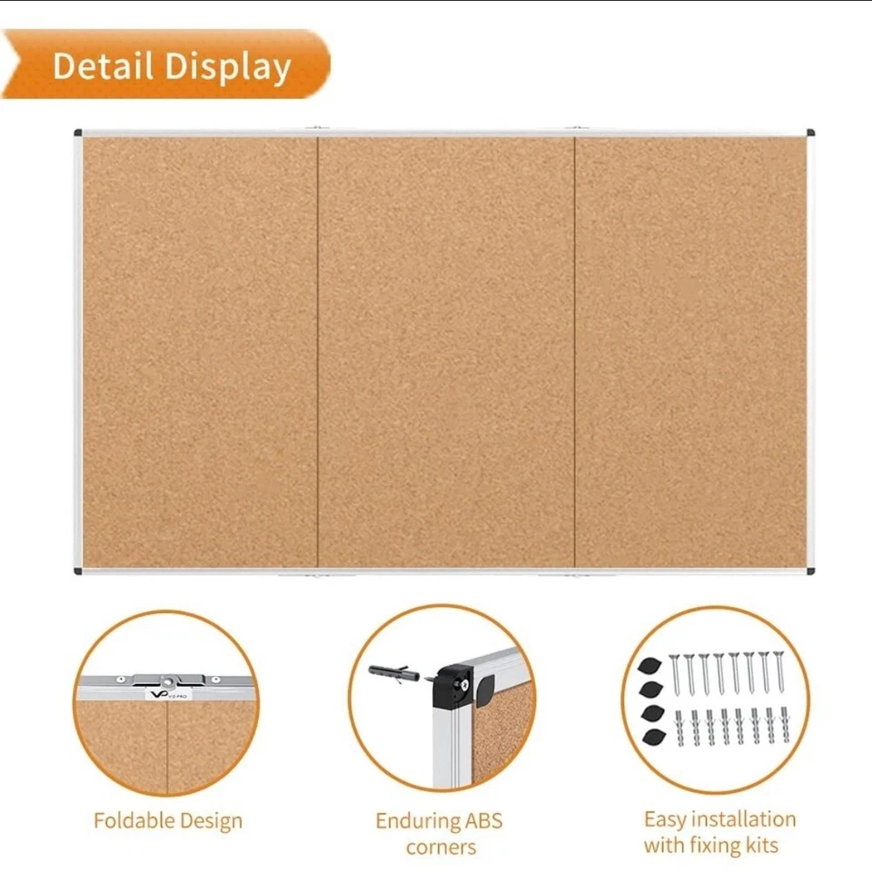 VIZ-PRO Large Cork Bulletin Board/Foldable Noticeboard, 96 X 48 Inches - Image 2 of 4