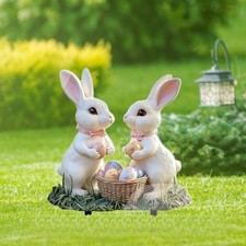 Easter Bunny Garden Stake Plant Pot Decoration 2D Acrylic Sign for Indoor and