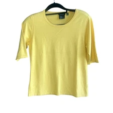 Carlisle Goldenrod Cashmere Silk Blend Short Sleeve Sweater Size Large