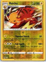 Raichu 053/196 Reverse Holo Rare Lost Origin Pokemon