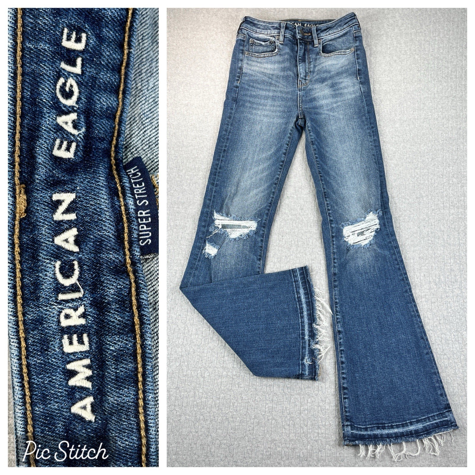 American Eagle Kick Bootcut Dress Jeans Women 2/24X30 1/2  high rise Flare