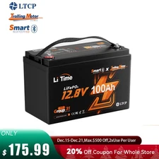 LiTime 12V 100Ah TM Bluetooth Low-Temp LiFePO4 Lithium Battery Group 31 For Boat
