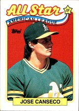 Jose Canseco 1989 Topps #401 Oakland Athletics FREE SHIPPING AutographDen