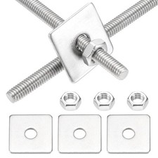 M4x190mm Fully Threaded Rod,2Set 304 Stainless Steel Rod with Nut Square Washer