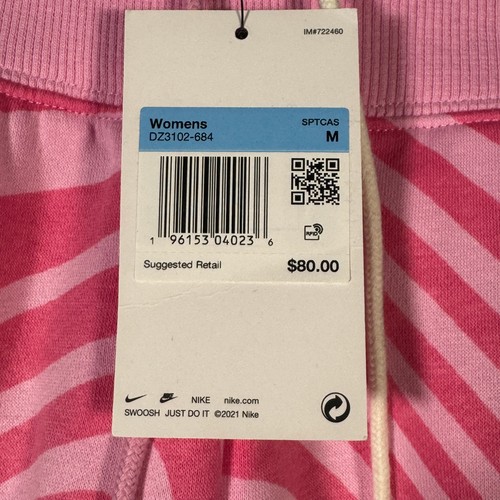 Nike Sweatpants Womens M Pink DZ3102-684 Zebra Stripe Phoenix Fleece Oversized - Picture 4 of 12