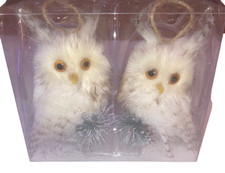Christmas Hobby Lobby Fluffy Owl Set Hanging Ornaments