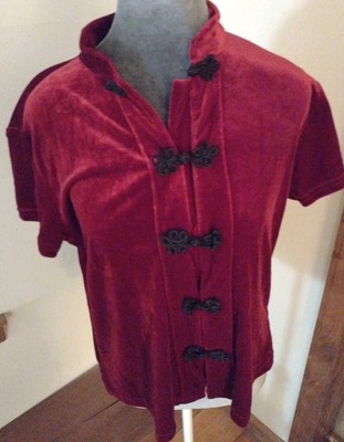 Womens Brushed Burgundy Button Up Top Size S By CLIO