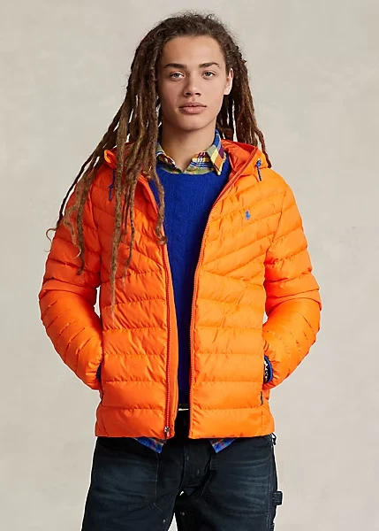 Polo Ralph Lauren Colden Packable Water Repellent Hooded Jacket Orange Mens Sz L