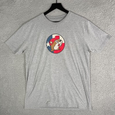 Buc-ees Texas T Shirt Adult Large Gray Double Sided Short Sleeve Bucees