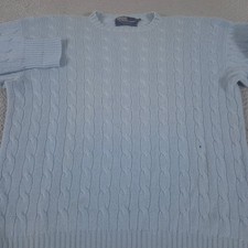 VINTAGE Polo Ralph Lauren Sweater Mens 42 Blue 100 Cashmere Cable Knit 90s