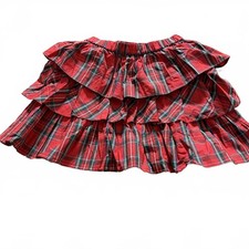 CREW CUTS Girls SZ L 12/14 WMS XS Stewart Tartan Tiered Cotton Ruffled Skirt