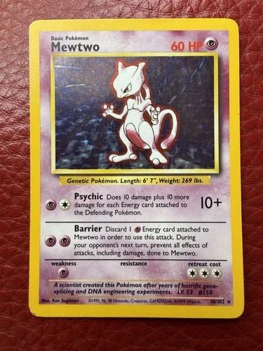 Mewtwo 10/102 Holo Rare Base Set 1999 WOTC Pokémon TCG LP/MP Unlimited