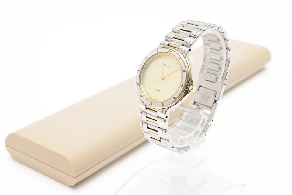 Reloj de cuarzo dorado vintage [N COMO NUEVO con estuche] SEIKO DOLCE 5E31-6B8A para hombre de JAPÓN Foto 4 de 4
