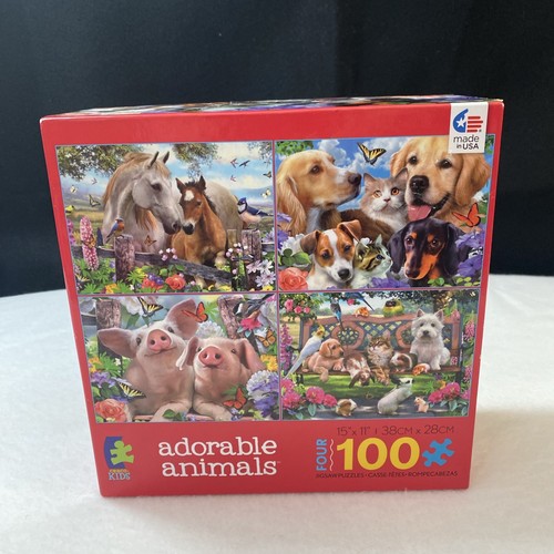 Adorable Animals Ceaco Kids Puzzles 4 In 1 Ages 5+ 100 pc Each USA Sealed NEW