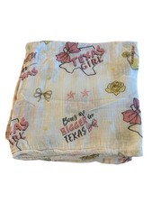 Bamboo  Cotton Muslin Swaddle Baby Blanket 47x47 Texas Girl Pink Yellow Rose