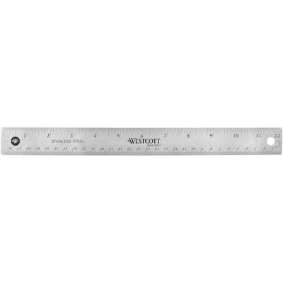 Westcott 30 cm (12'') Edelstahl-Lineal mit rutschfester Korkrückseite