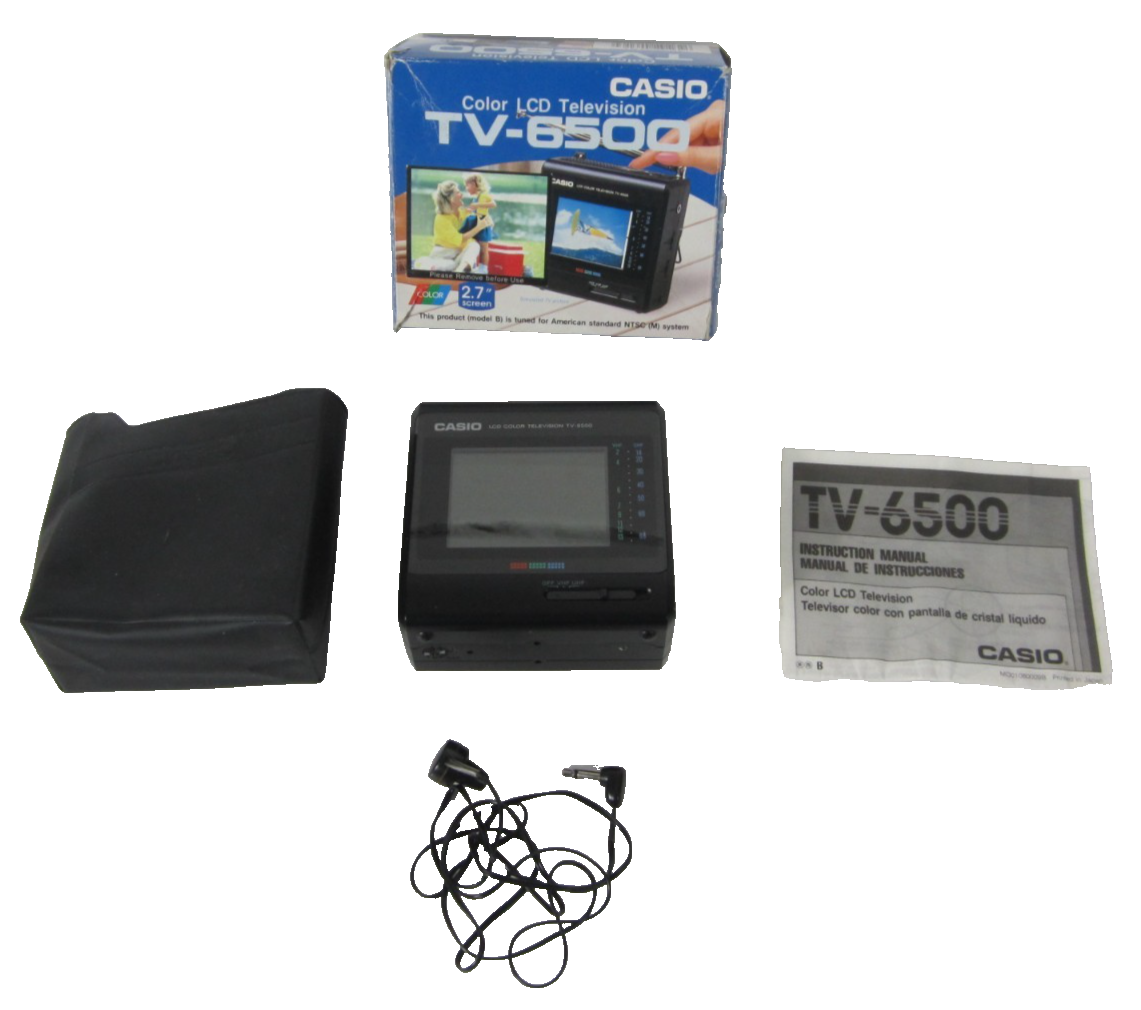 Vintage CASIO TV-6500 SMALL COLOR LCD TV Portable Travel Turns On