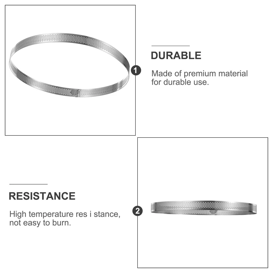 Stainless Steel Circular Cake Rings 11.2" Perforated Cake Mousse Ring Silver - Image 3 of 4