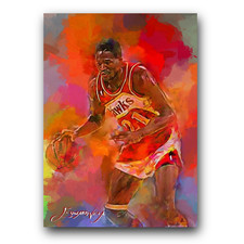 Dominique Wilkins #5 Art Card Limited 14/50 Edward Vela Signed (Atlanta Hawks)