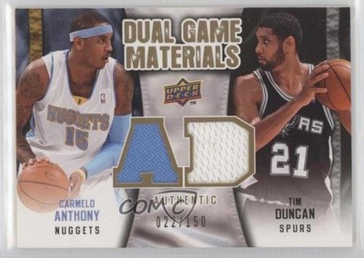 2009 Upper Deck Dual Game Materials Gold /150 Tim Duncan Carmelo Anthony HOF 7xr