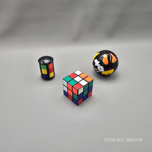 Lot of 3 VTG Rubik’s Style Puzzle Toys Cube, Cylinder & Globe Ball Brain Teasers - Picture 3 of 12