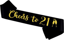 Cheers to 21 Sash, Black Gold It'S My 21St Birthday Sash for Women and Men,Happy