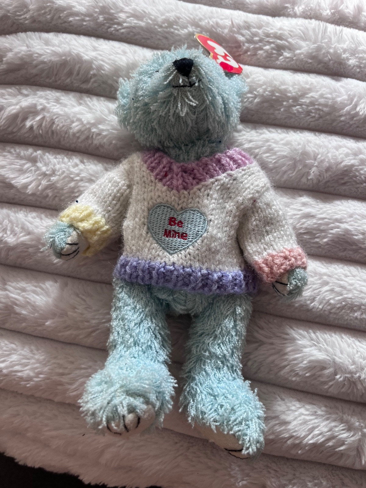 Ty Beanie Baby vintage bear in be mine jumper