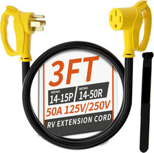 NEMA 14-50P/14-50R 3 FT 50 Amp RV/EV Extension Cord Outdoor with Grip Handle, 4