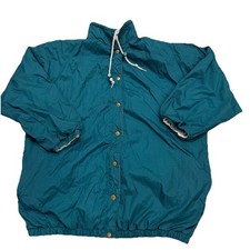 Vintage Teal Green Nylon Windbreaker Jacket - Women's Large - 80s/90