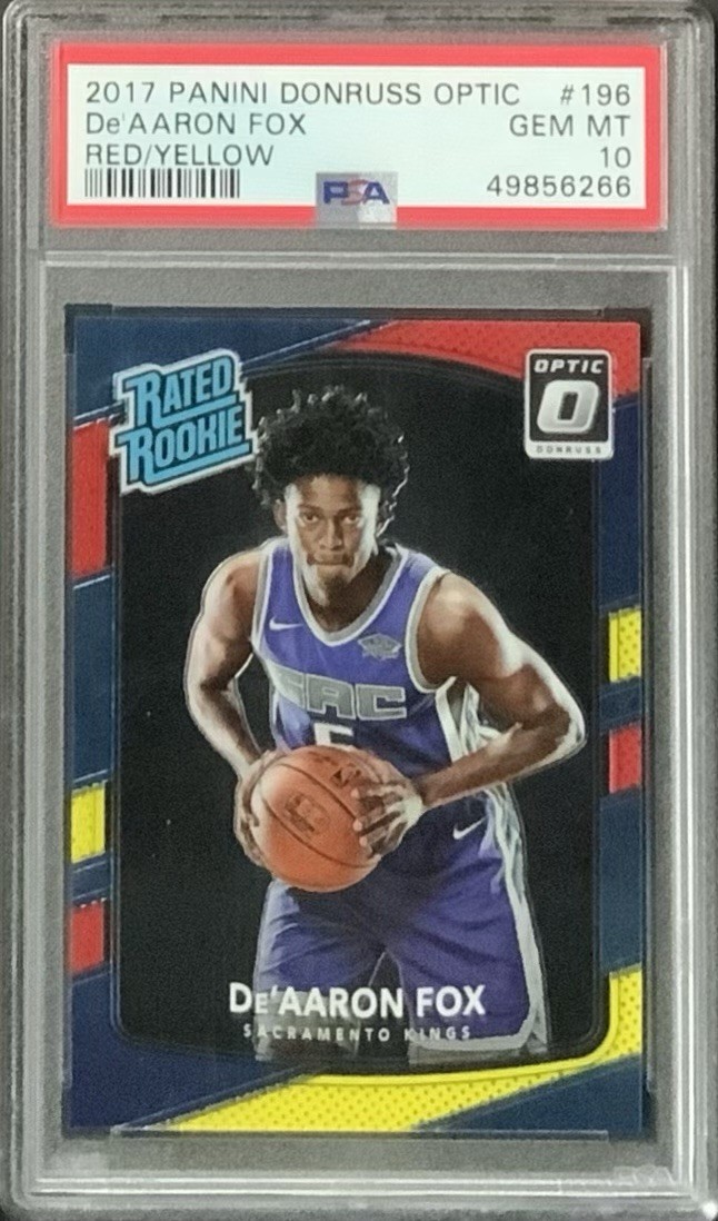 De'Aaron Fox, Rookie Card Red Yellow, 2017 Donruss Optic #196 - PSA 10 GEM MINT
