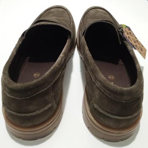 Thomas Crick Suede Leather Slip-on Penny Loafers Shoes Green Size uk 11 eu 45 - Picture 3 of 6