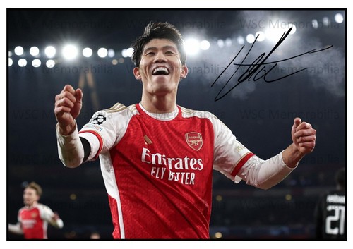 10896. Takehiro Tomiyasu Signed Pictures A4 Prints Arsenal Japan Bologna