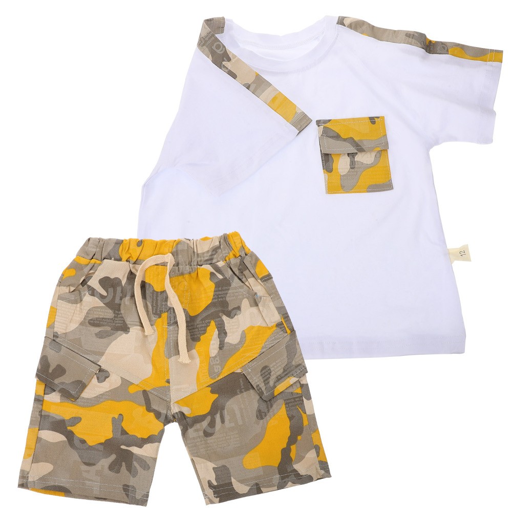 1 conjunto de trajes cortos para niños pequeños camiseta y pantalones niño pequeño niño