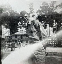 1940s WWII US Soldier Training Camp Barracks Snapshot Original Photograph