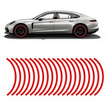 16PCS 17''-19'' Reflective Wheel Rim Stripe Decal, Car Wheel Rim Tapes Red