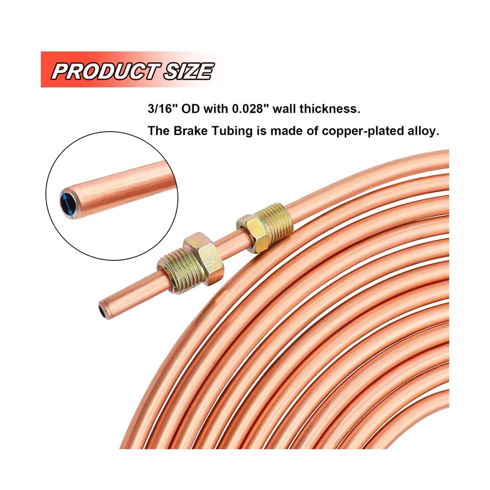 Kit de línea de freno recubierto de cobre Tnisesm 3/16 25 pies + dobladora de tubo azul + cobre Al... Foto 4 de 4