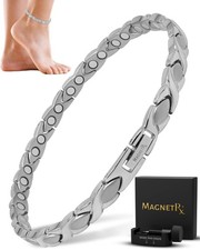 MagnetRX Womens Magnetic Ankle Bracelet Titanium Anklet with 34 Magnet Silver