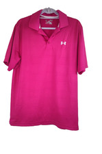 Under Armour Shirt Men's Size Medium Loose Heat Gear Hot Pink Polo Golf Short Sl