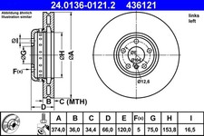 Bremsscheibe ATE 24.0136-0121.2 BMW 34 11 6 783 777 BMW 34 11 6 789 543