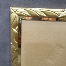 Vtg Picture Frame 8x10 Brass Tone Metal Embossed Leaf Hollywood Regency Decor