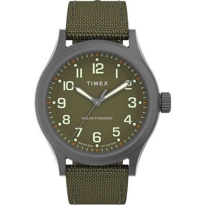 Solar Mens Wristwatch TIMEX EXPEDITION NORTH TW2V64700 Leather Canvas Green