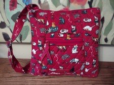 Vera Bradley Holiday Cats Rojo Hipster Bandolera Bolso Navidad