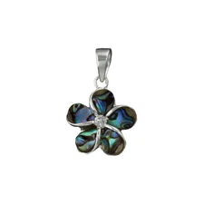 Plumeria Petal Glow Pendant 925 Silver Abalone Flower Charm | Free Shipping